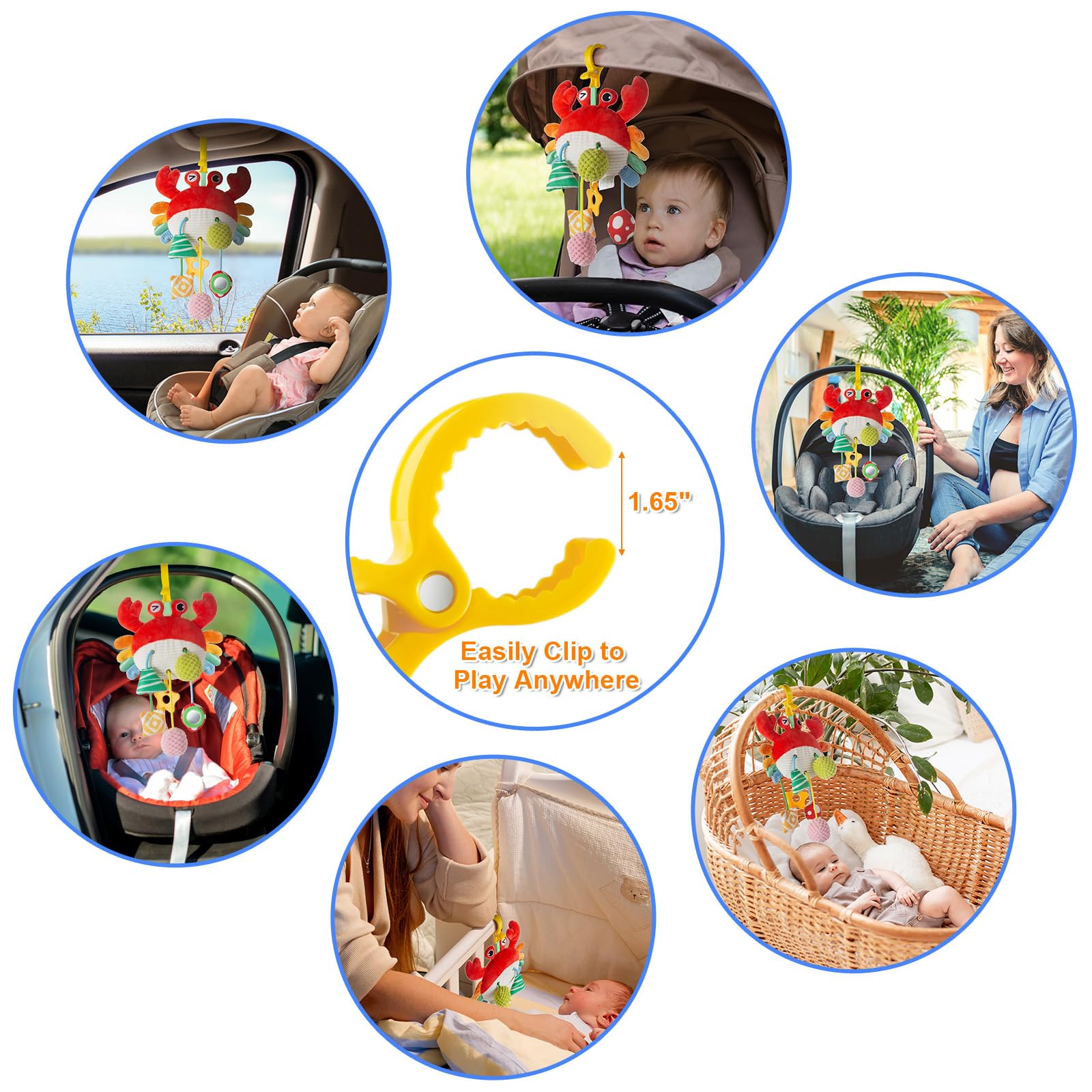Lynncare Car Seat Toy, Stroller Toy with a Convenient Clip