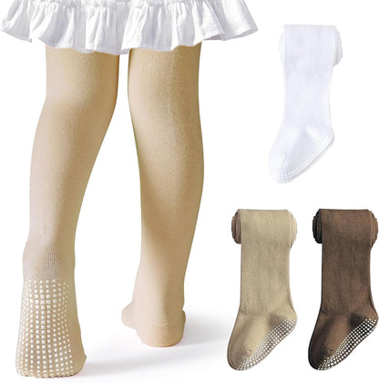 Baby Tights Non Slip Toddler Stockings Tights with Grippers Seamless Soft Cotton Knit Leggings