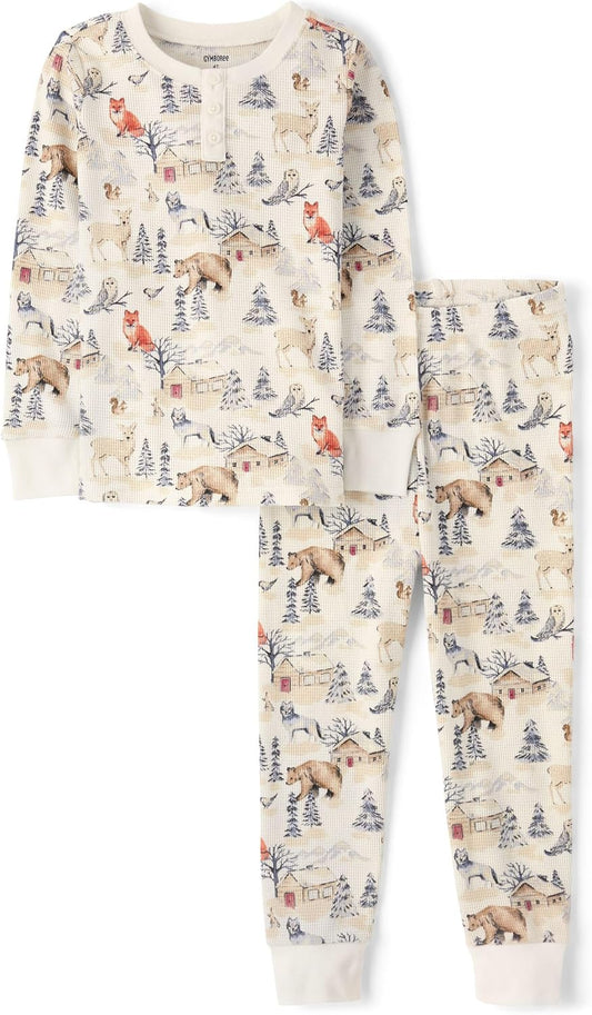 Gymboree Kids' and Toddler 100% Cotton Henley Long Sleeve Top and Pants,gymmies Pajama Set
