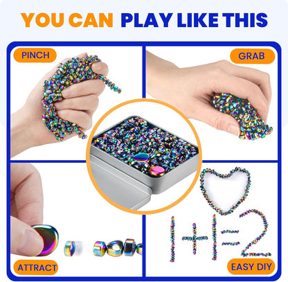 Magnetic Balls Over 1000 PCS Mini Rainbow Magnetic Putty, with 2 Big Smooth Magnetic Beads, Fidget