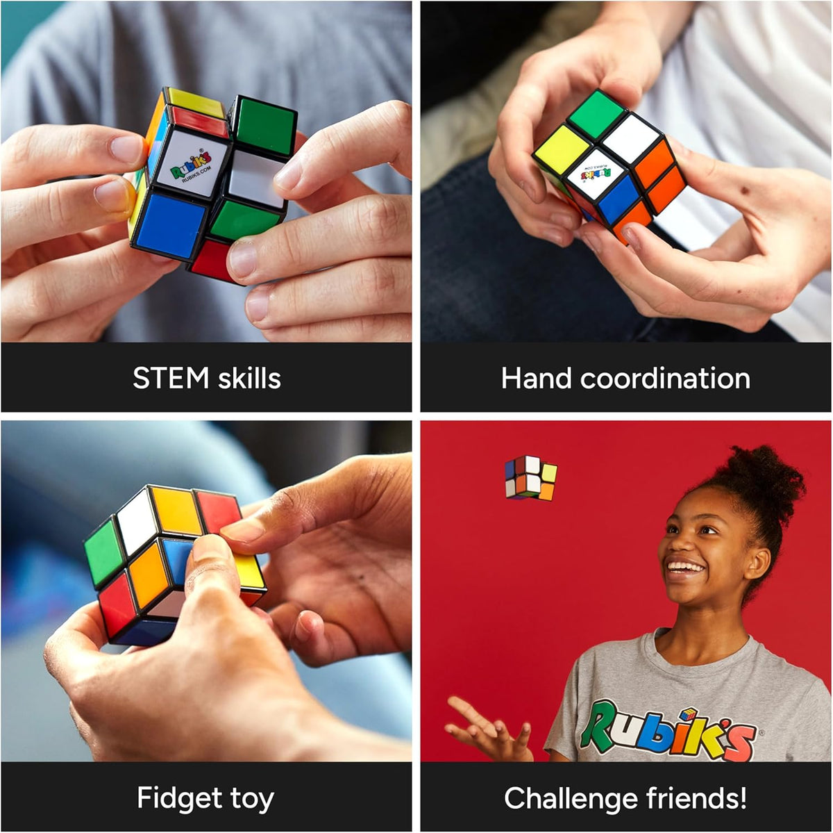 Rubik's Mini, Original 2x2 Rubik's Cube 3D Puzzle Fidget Cube Stress Relief Fidget Toy Brain