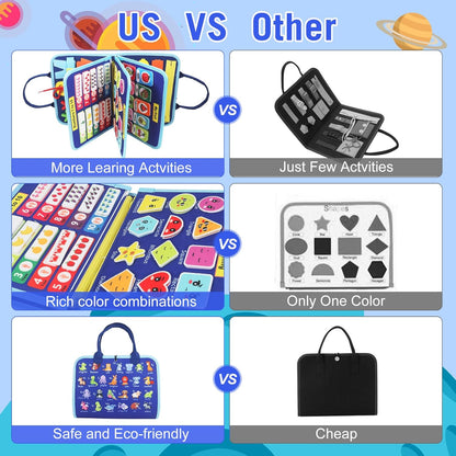 Montessori Busy Board - Ideal Busy Book Toddler Toys & Gifts for Boys & Girls, Toddler Travel