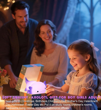 DREAMING MY DREAM Axolotl Night Light for Kids,Cute Axolotl Gifts lamp Rechargeable Light Table