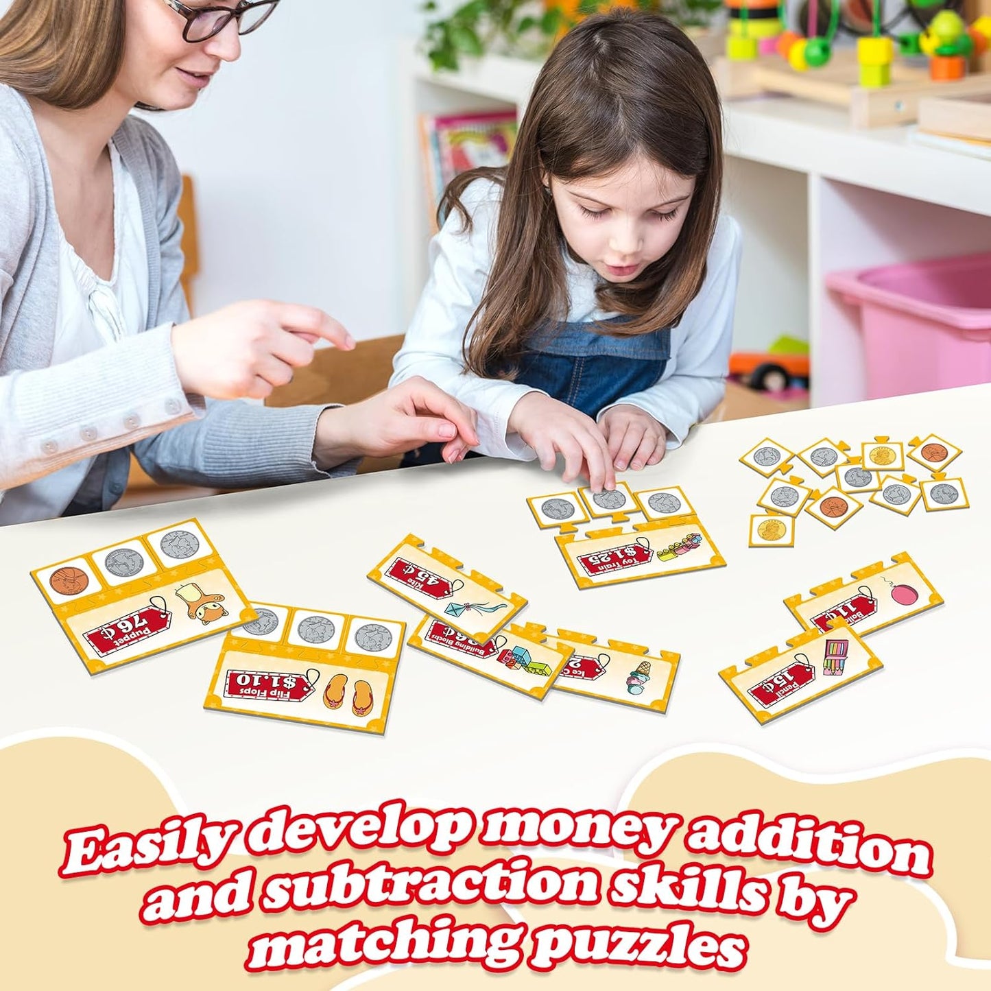 Money Activity Set for Kids for Learning, Pretend Play, Math Manipulatives,Teaching,Counting,Learnin