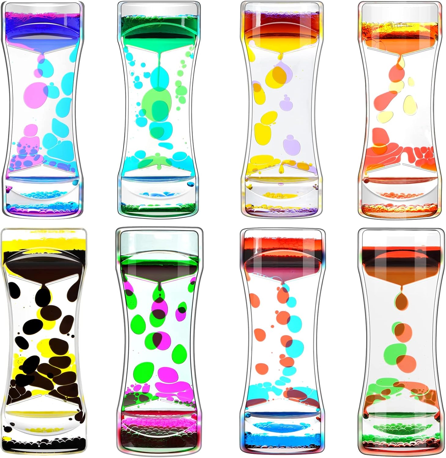 Liquid Motion Bubbler Timer Pack of 8 Great Desktop Colorful Hourglass Liquid Bubbler Small Calming