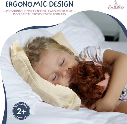 Creamy Yellow - Kona's Perfect Toddler Pillow with Softest Toddler Pillowcase - 13 x 18 inch
