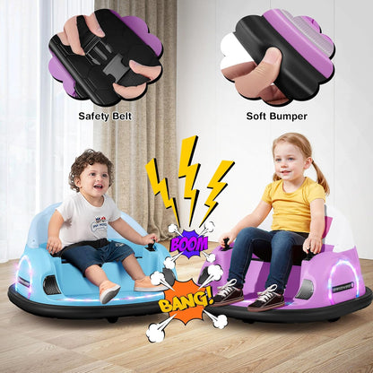 GLACER 12V Bumper Car, Electric Kids Bumper Car w/Parental Remote, 3-Speed, 360°Spin, Music, LED