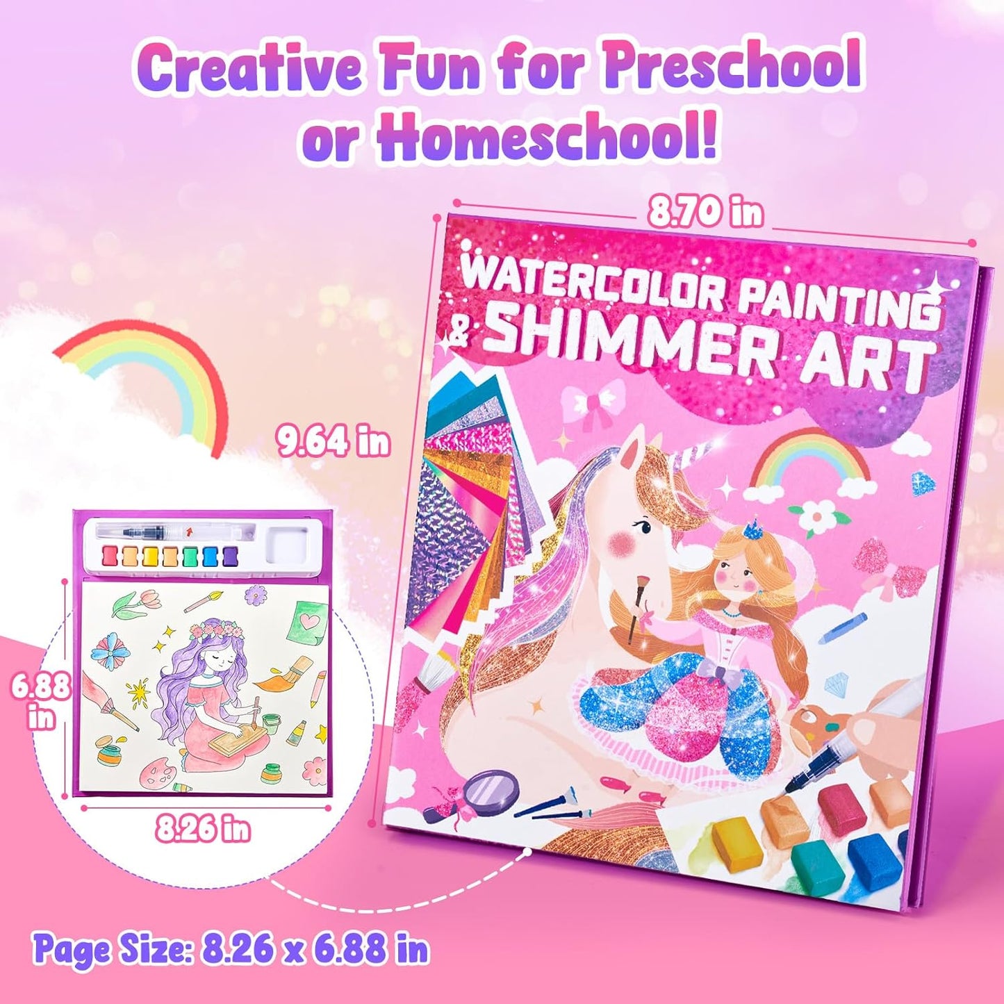 JoyCat Paint with Water Coloring Books, Art & Craft Activity, Princess No Mess Art for Kids Ages
