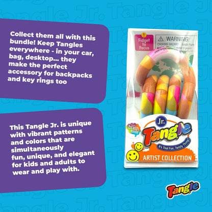Tangle Jr. Masterpiece 3-Pack Porcelain,Mache,Lollipop Artistic Pattern for Unique Fidget