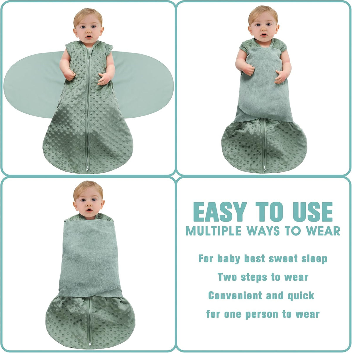 Fleece Newborn Sleep Sack Baby Swaddle,3-Way Adjustable Wearable Blanket,2 Pack Fleece Swaddling