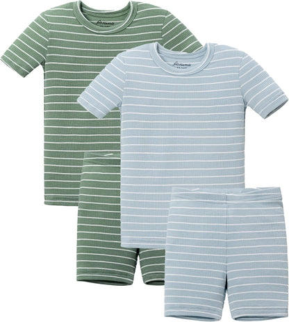 AVAUMA Stripe Pattern Baby Boys Girls Pajama Set Kids Toddler Snug fit Ribbed Sleepwear pjs for