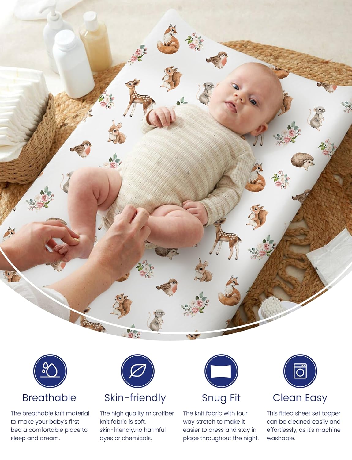 TotAha Changing Pad Cover, Buttery Soft Diaper Changing Pad Covers for Girls Boys, Super Stretchy