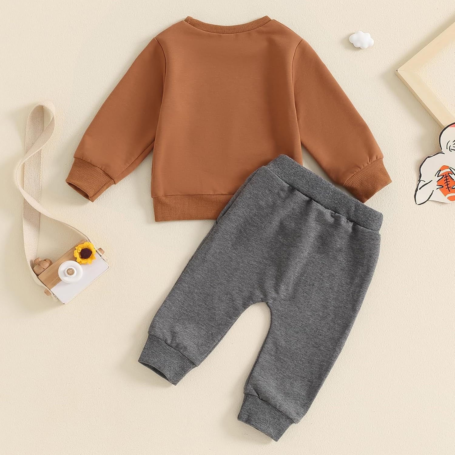 Baby Boy Clothes Fall 6 12 18 24 Months Football Long Sleeve Pullover Tops & Pant Sets Toddler