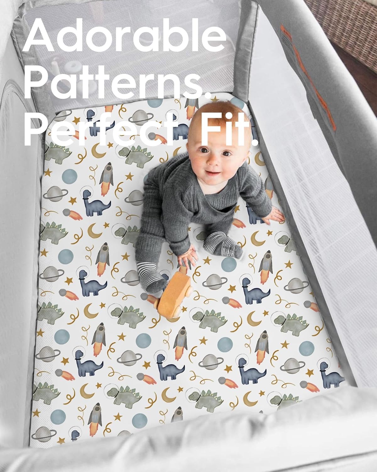 Graco Pack and Play Sheets Fitted, TotBasic Ultra Soft Mini Crib Sheets Boy, Neutral Pack N Play