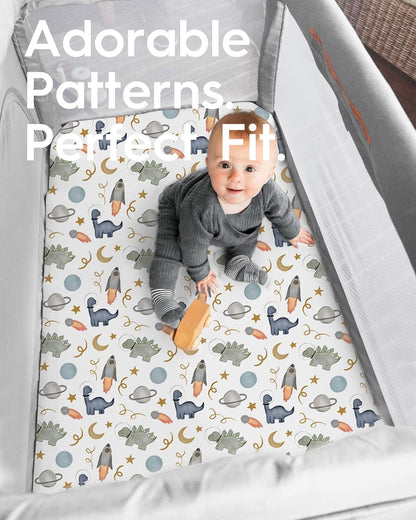 Graco Pack and Play Sheets Fitted, TotBasic Ultra Soft Mini Crib Sheets Boy, Neutral Pack N Play
