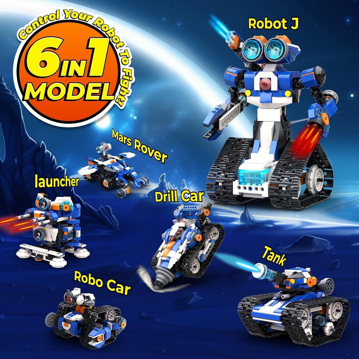 STEM Robot Toy 6-in-1 Robot Building Kit for Boys Age 8-12, APP Remote Control STEM Coding Toys