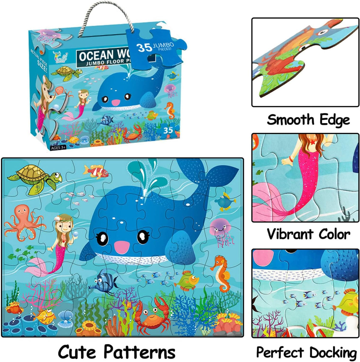 Jumbo Floor Puzzle for Kids, Large Jigsaw Puzzles 35 Piece for Kids Ages 3-5,Preschool Learning &