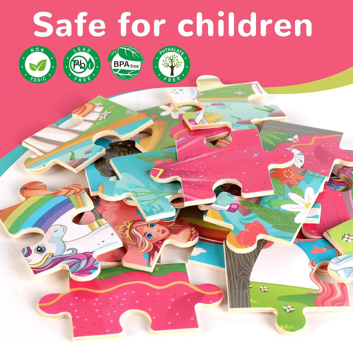 NASHRIO Wooden Educational Jigsaw Puzzles for Preschool Kids Ages 3-5, 4-Pack with 20 Pieces