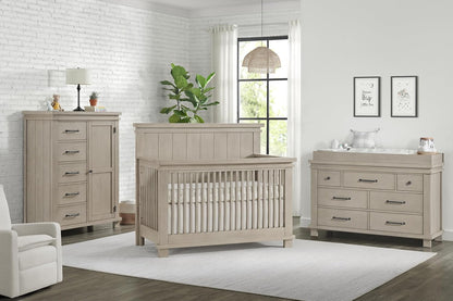 Soho Baby Hampton Premium 4-in-1 Convertible Crib, Flat-Top Headboard, Smooth Stone Wash