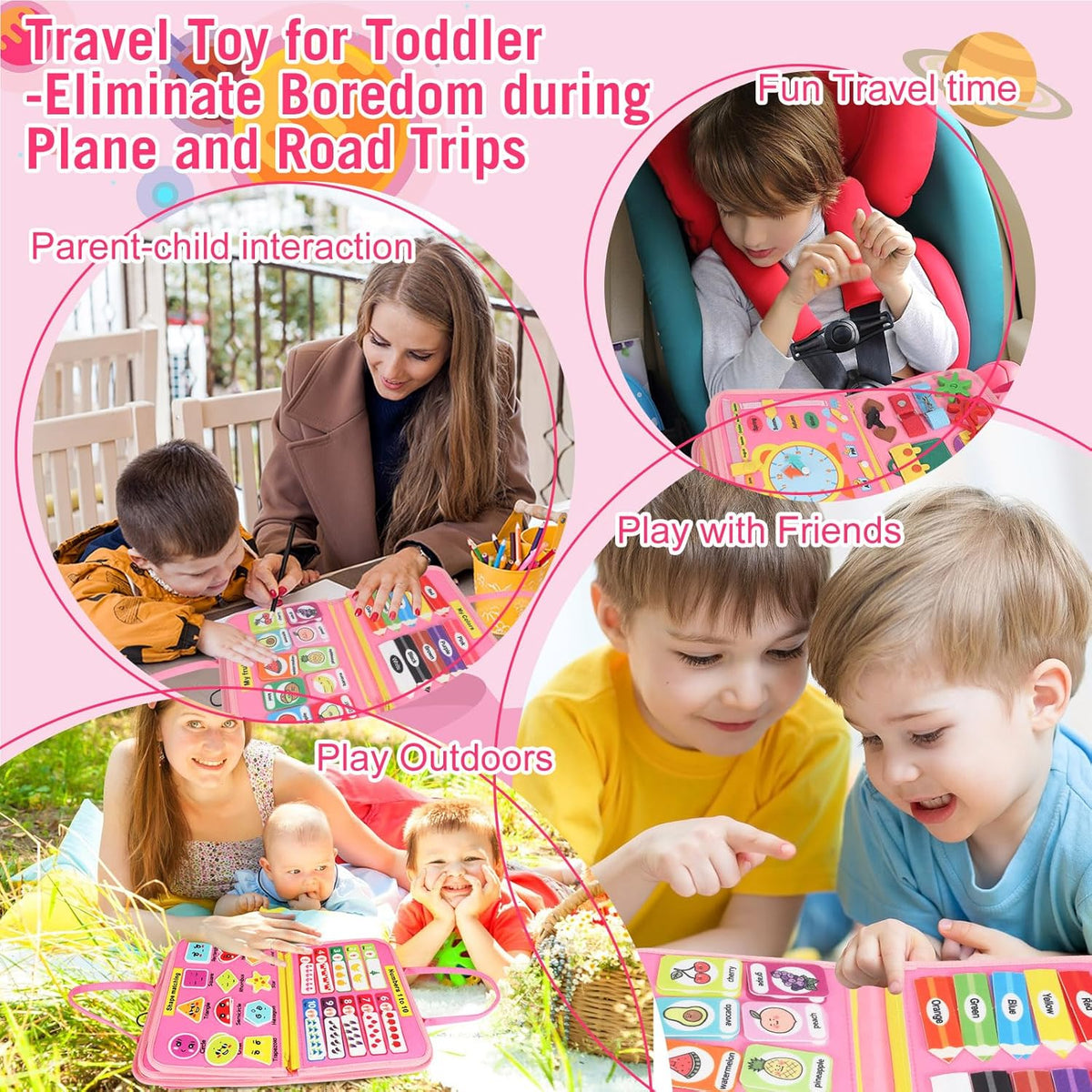 Montessori Busy Board - Ideal Busy Book Toddler Toys & Gifts for Boys & Girls, Toddler Travel