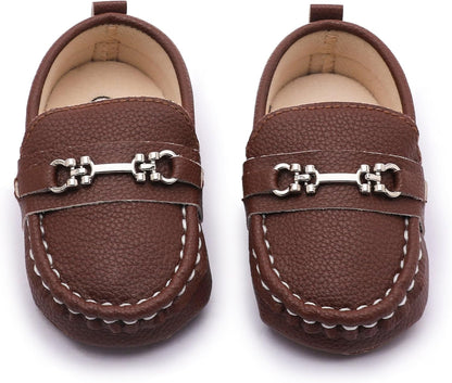 LONSOEN Baby Girls Boys Loafers Prewalker Dress Crib Shoes