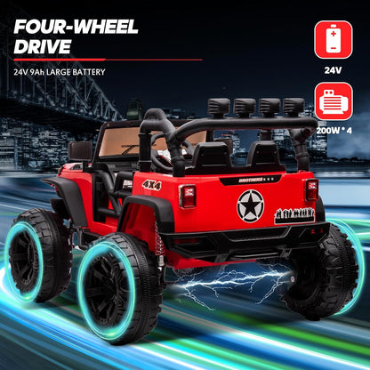 24V 9Ah Ride on Toy for Big Kids, 4WD 2 Seater Ride on Car Truck with Remote Control, 4x200W Motor