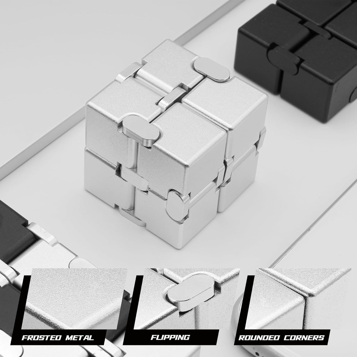 Fidget Infinity Cubes Metal, Desk Fidgets for Kids Adults, Hand Toys for Anxiety, ADHD, EDC, Stress
