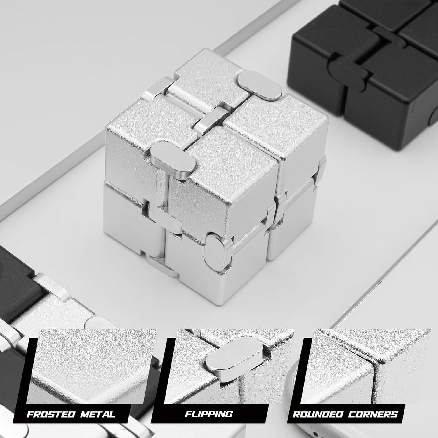 Fidget Infinity Cubes Metal, Desk Fidgets for Kids Adults, Hand Toys for Anxiety, ADHD, EDC, Stress