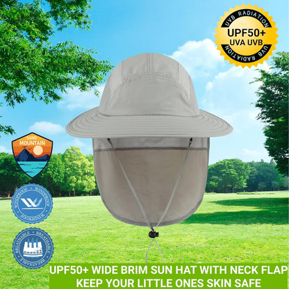 Home Prefer UPF 50+ Boys Sun Hat with Neck Flap Wide Brim Summer Beach Bucket Hat for Boys Girls