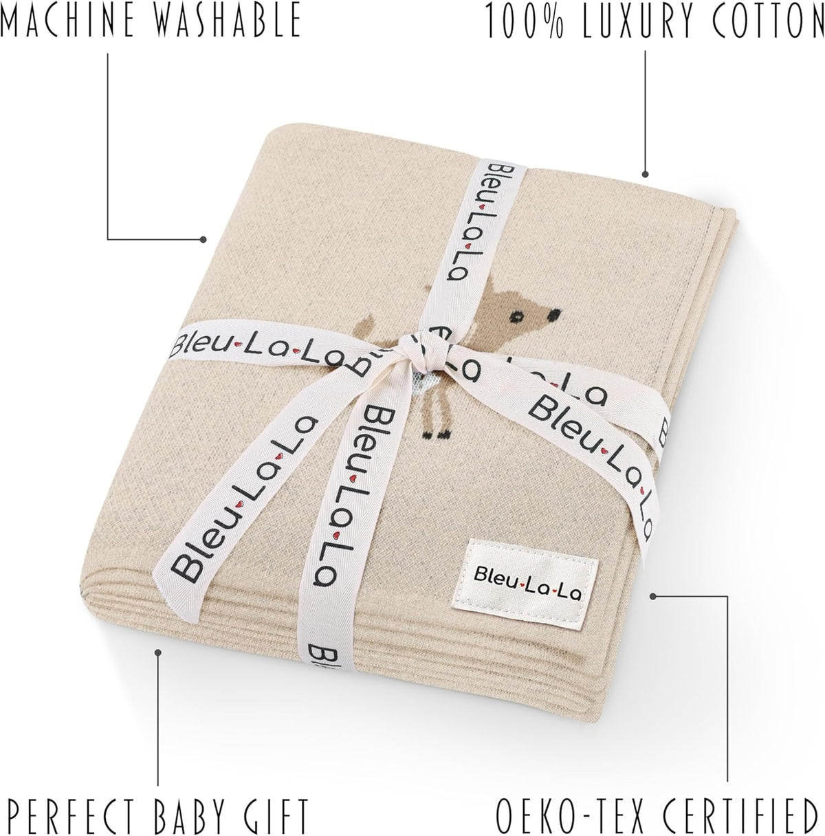 Knit Baby Swaddle Blanket - 100% Cotton Soft Cozy Receiving Swaddling Crib Stroller Blanket Quilt