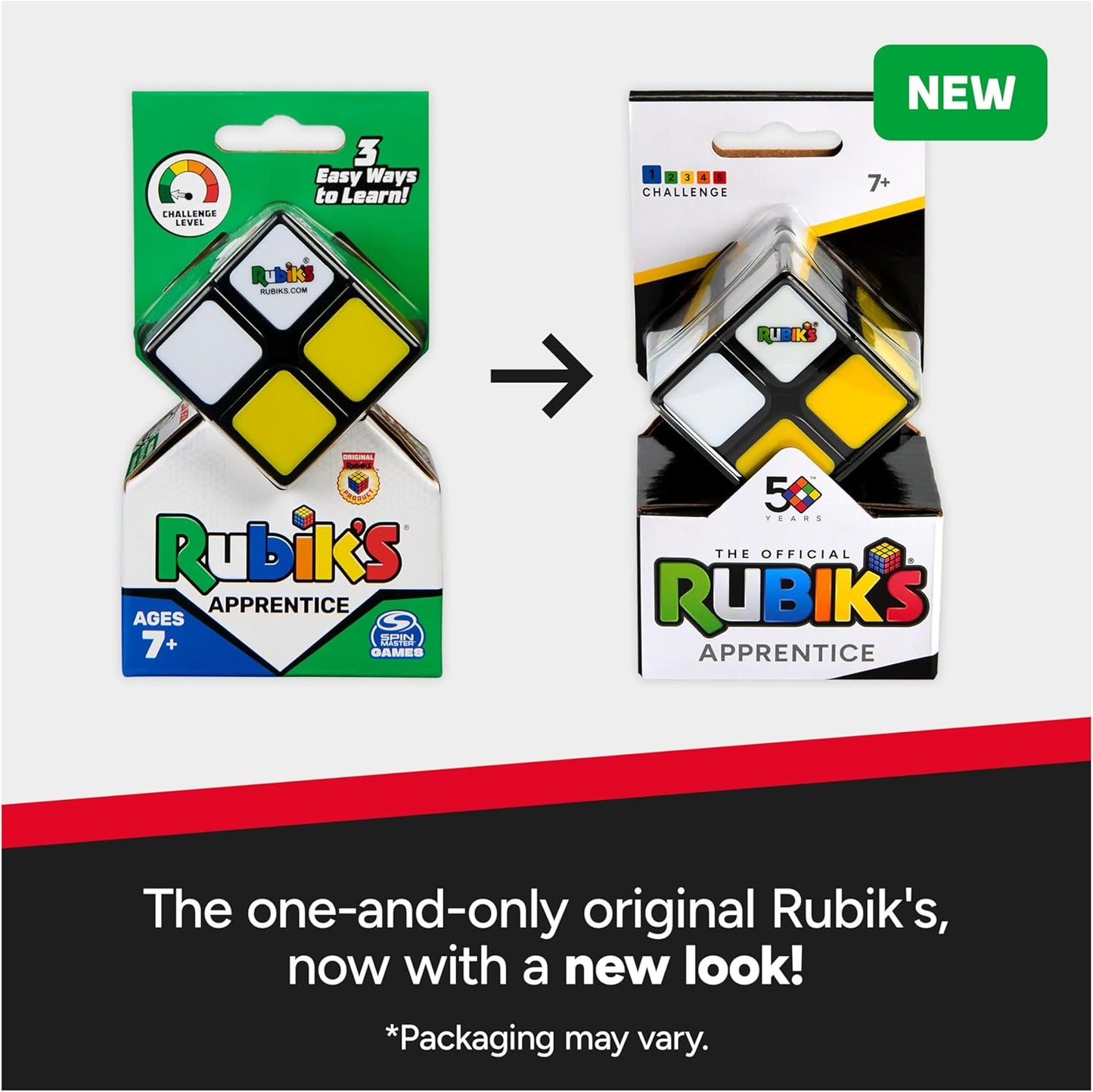 Rubik's Apprentice, 2x2 Beginner Cube 3D Puzzle Game Stress Relief Fidget Toy Easy Activity Cube