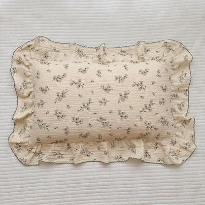 BuLuTu Cotton Muslin Pillowcase for Toddler Girls Boys Chic Shabby Floral Kids Pillow Case