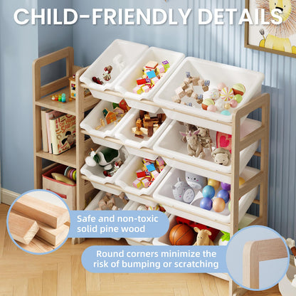 Toy Storage Organizer - Toy Organizers and Storage with Bookshelf, Toy Storage Shelf with 3 Shelves