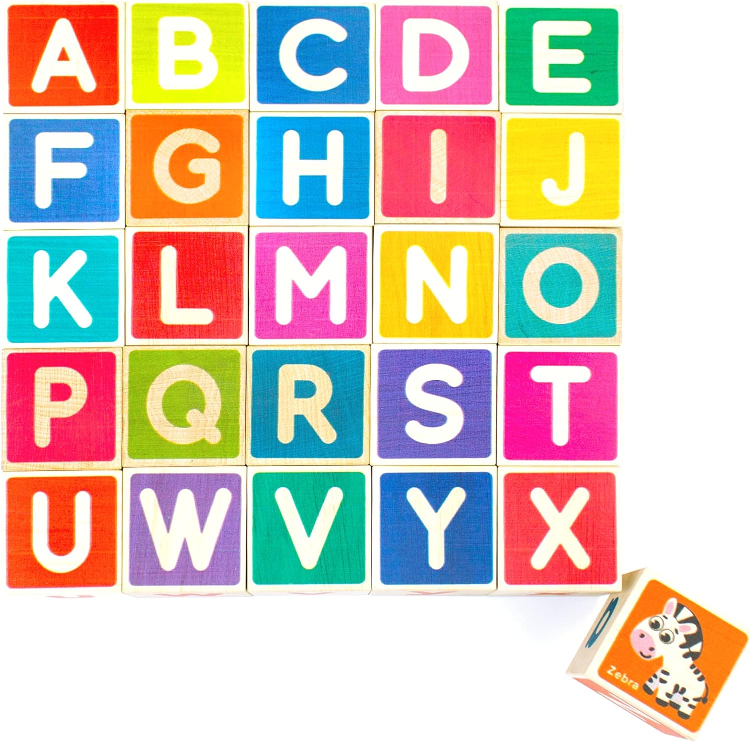 QUOKKA Wooden Blocks for Toddlers 1-3 - 26 ABC Learning Baby Blocks for Kids 3-5 Year Olds Stacking