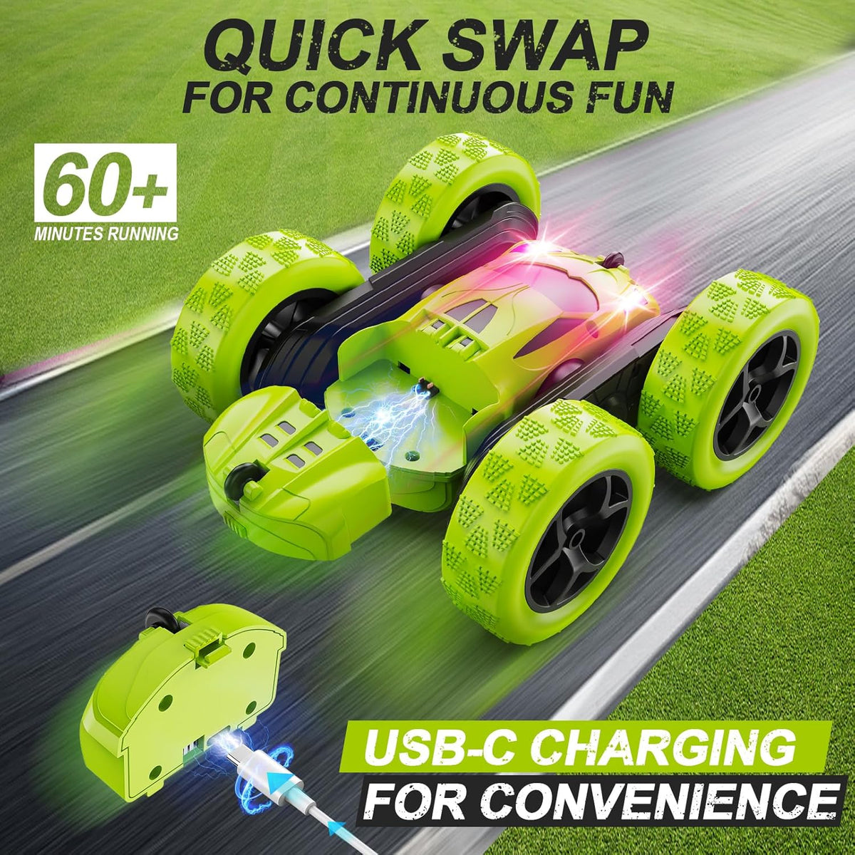 Remote Control Car for Kids Ages 6+, RC Cars Stunt Car Toy 4WD Double Sided 360° Rotating Remote