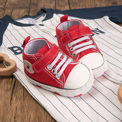 Unisex Baby Girls Boys Canvas High-top Shoes, Newborn Infant Anti-Slip Soft Sole Frist Walking
