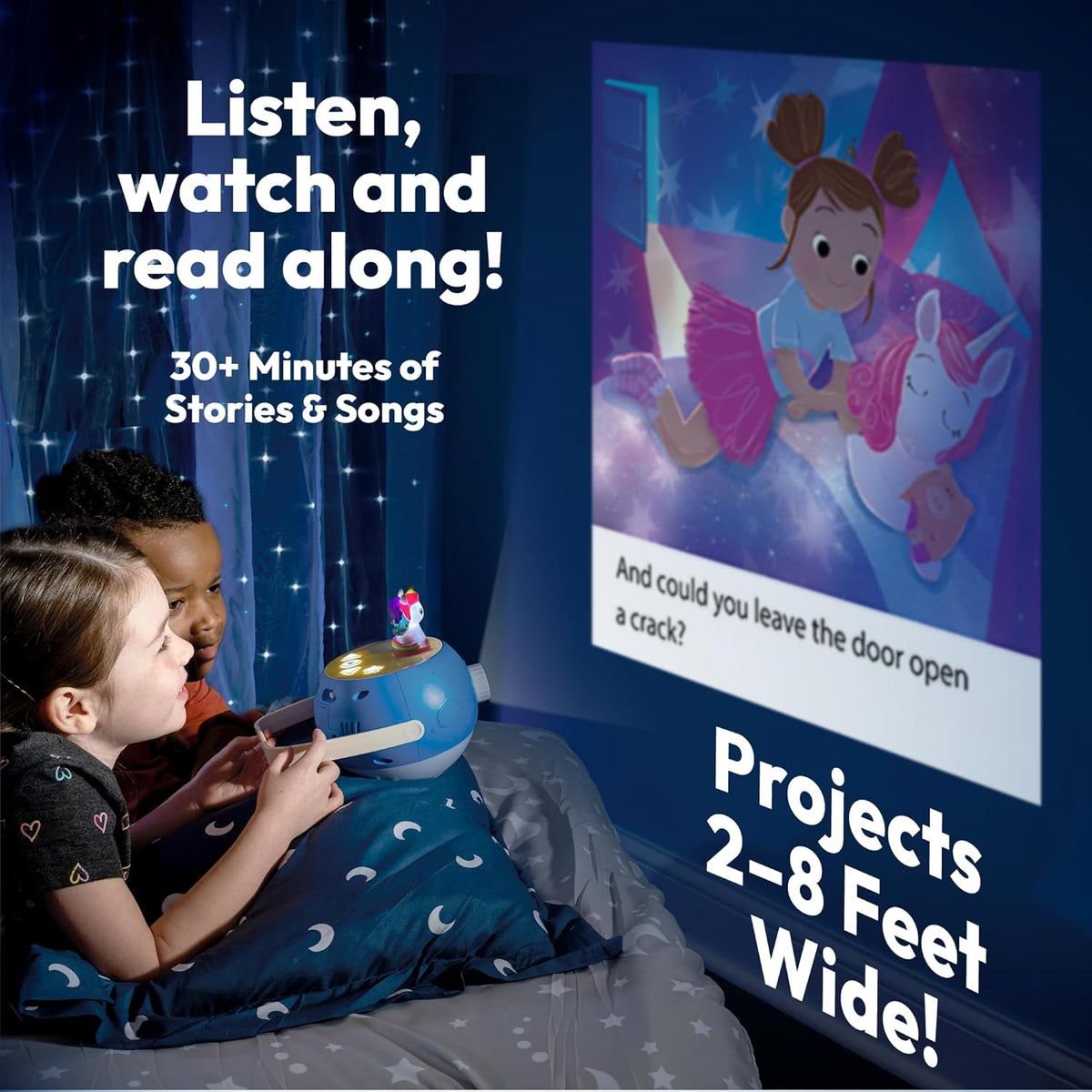 Kids Book Projector - 5 Unicorn & 5 Classic Read-Aloud Stories, 10 Songs, Night Light & Soothing
