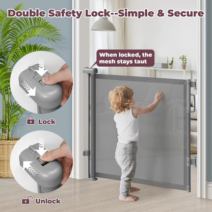 Cideny Retractable Baby Gate for Stairs & Doorways, Dog Gate Indoor Outdoor