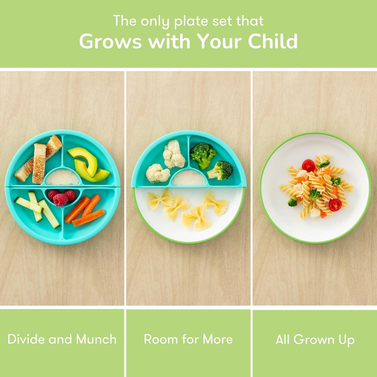 Omie® Easy Scoop Plates for Kids | Unique Design Helps Food Fall into the Spoon, Not on the Table |