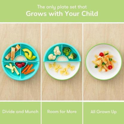 Omie® Easy Scoop Plates for Kids | Unique Design Helps Food Fall into the Spoon, Not on the Table |