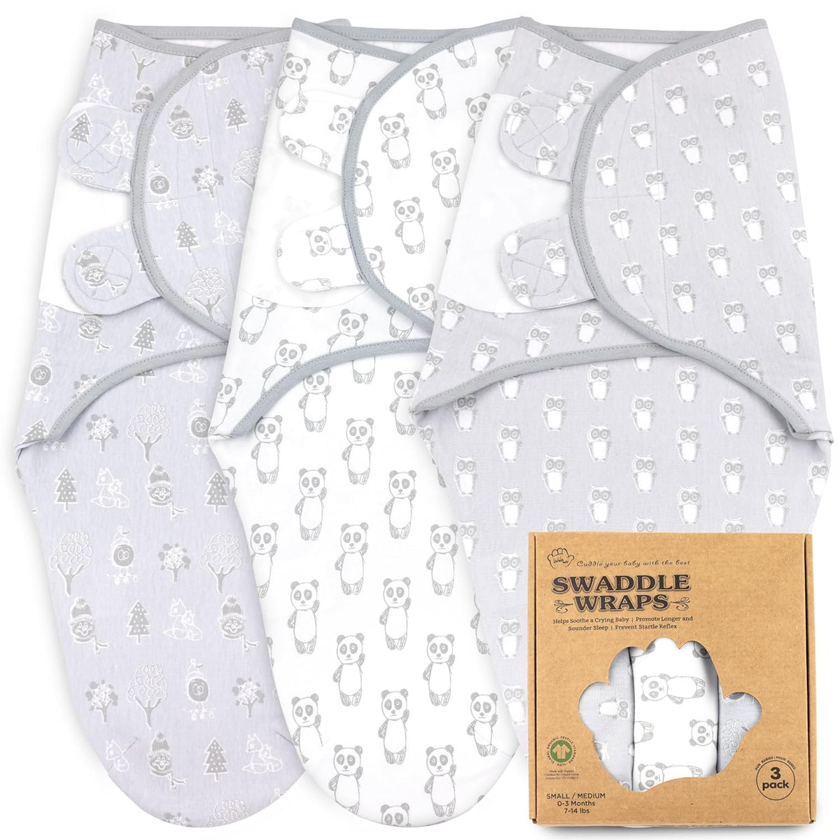 Bublo Baby Swaddles for Newborns – 3-Pack Infant Swaddles 0-3 Months – Adjustable Newborn Swaddle