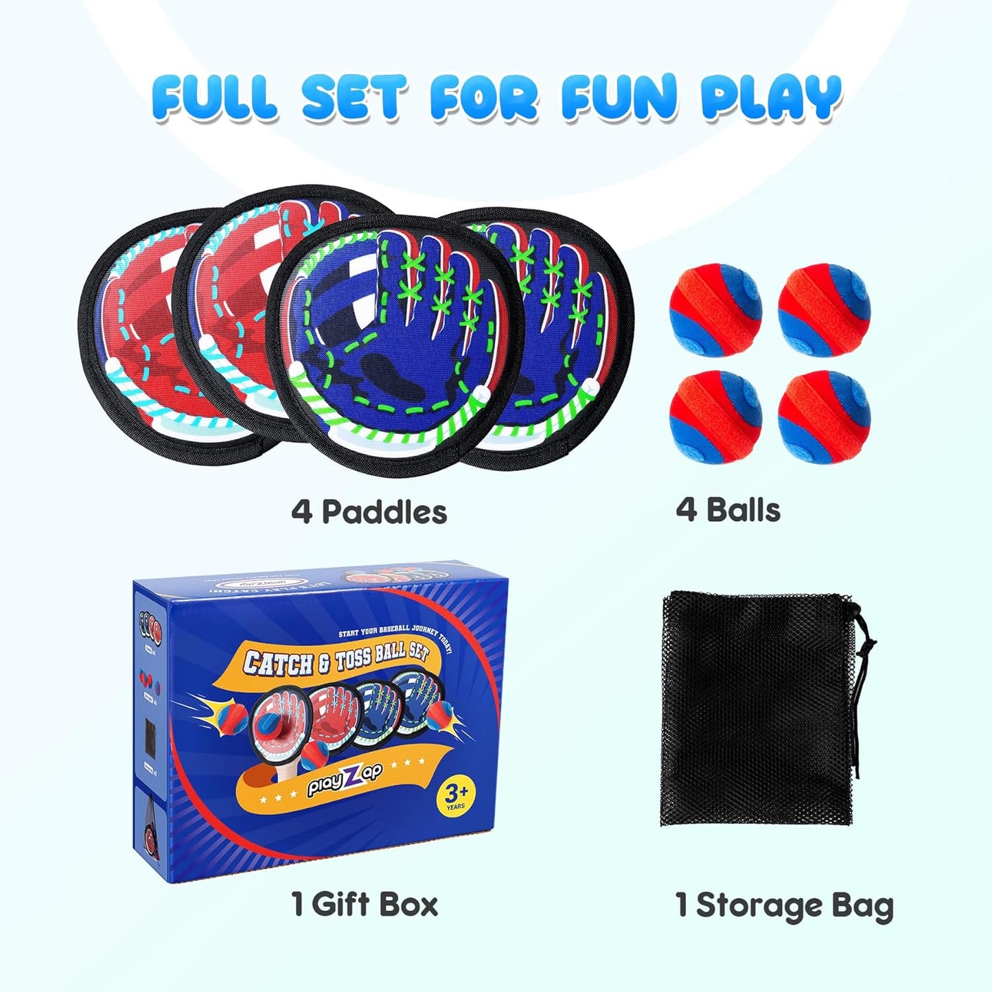 Toss and Catch Ball Set - Ultra Soft & Safe Toddler Baseball Gloves Designed for Pain-Free - Kids