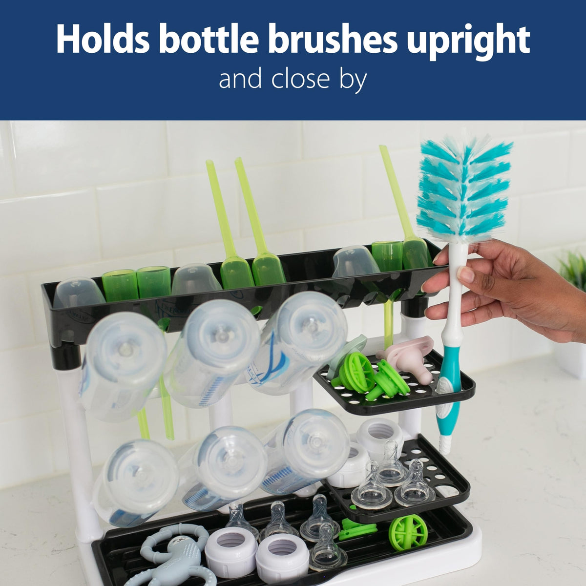 Dr. Brown's Drying Tower, Stand-Up Drying Rack, Countertop Baby Bottle Drying with Organized