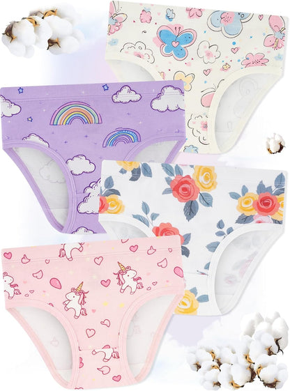 Girls' Underwear,Soft Cotton Tagless Panties for Toddlers' & Little Kids Comfort,Breathable