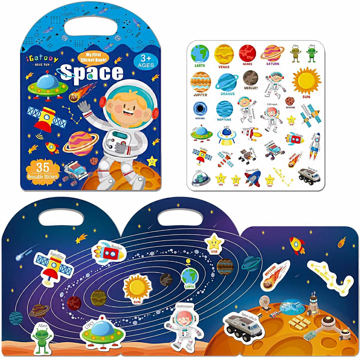Reusable Sticker Books for Kids, Jelly Quiet Book, Preschool Learning Activities Busy Book for
