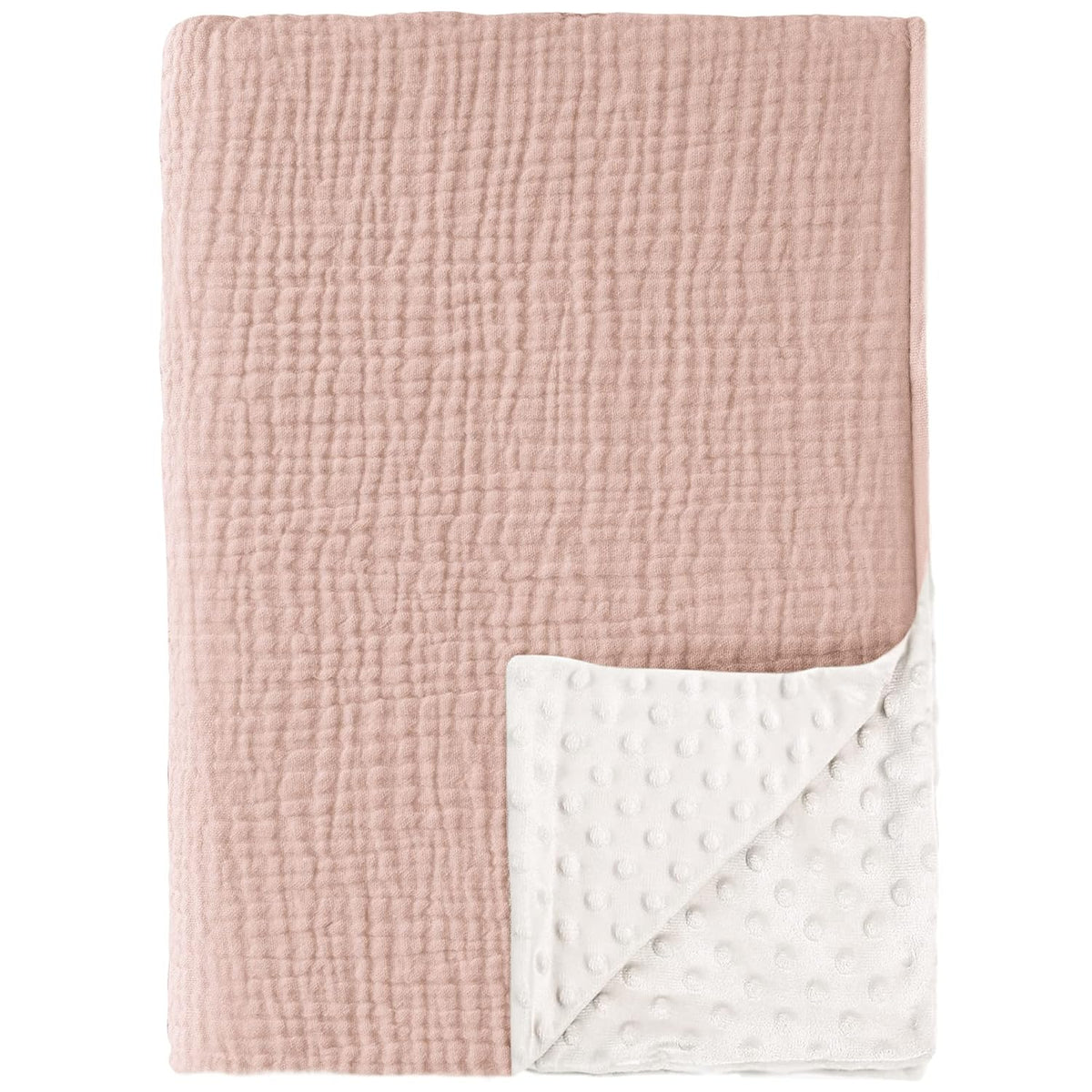 Konssy Baby Blankets for Unisex Boys Girls, Super Soft Nursery Minky Blankets with Muslin Cotton