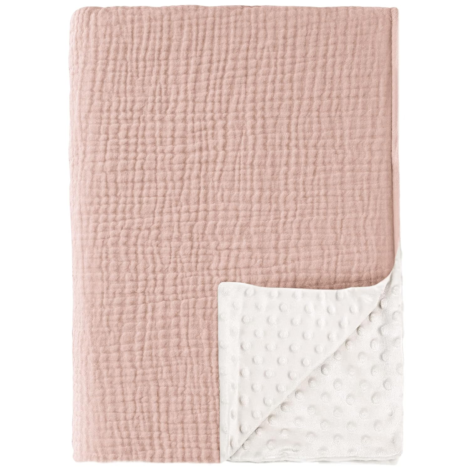 Konssy Baby Blankets for Unisex Boys Girls, Super Soft Nursery Minky Blankets with Muslin Cotton
