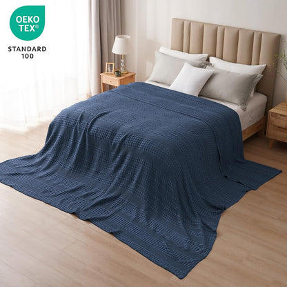 PHF 100% Cotton Waffle Blanket Oversized King 120"x120", Lightweight Breathable Extra Large 10'x10'
