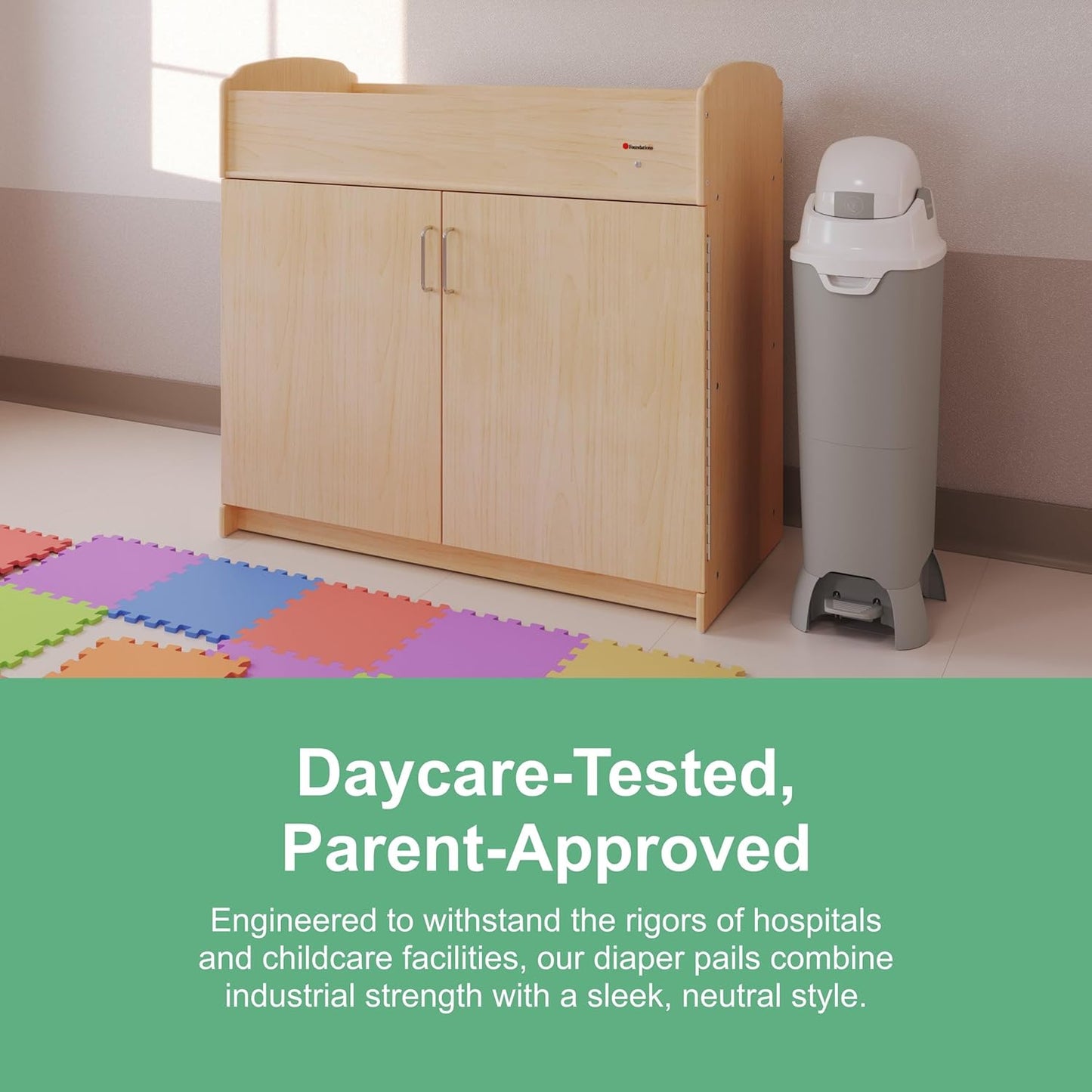 Foundations Hands Free Tall Diaper Pail with Airtight Lid - Durable & Odorless Diaper Disposal