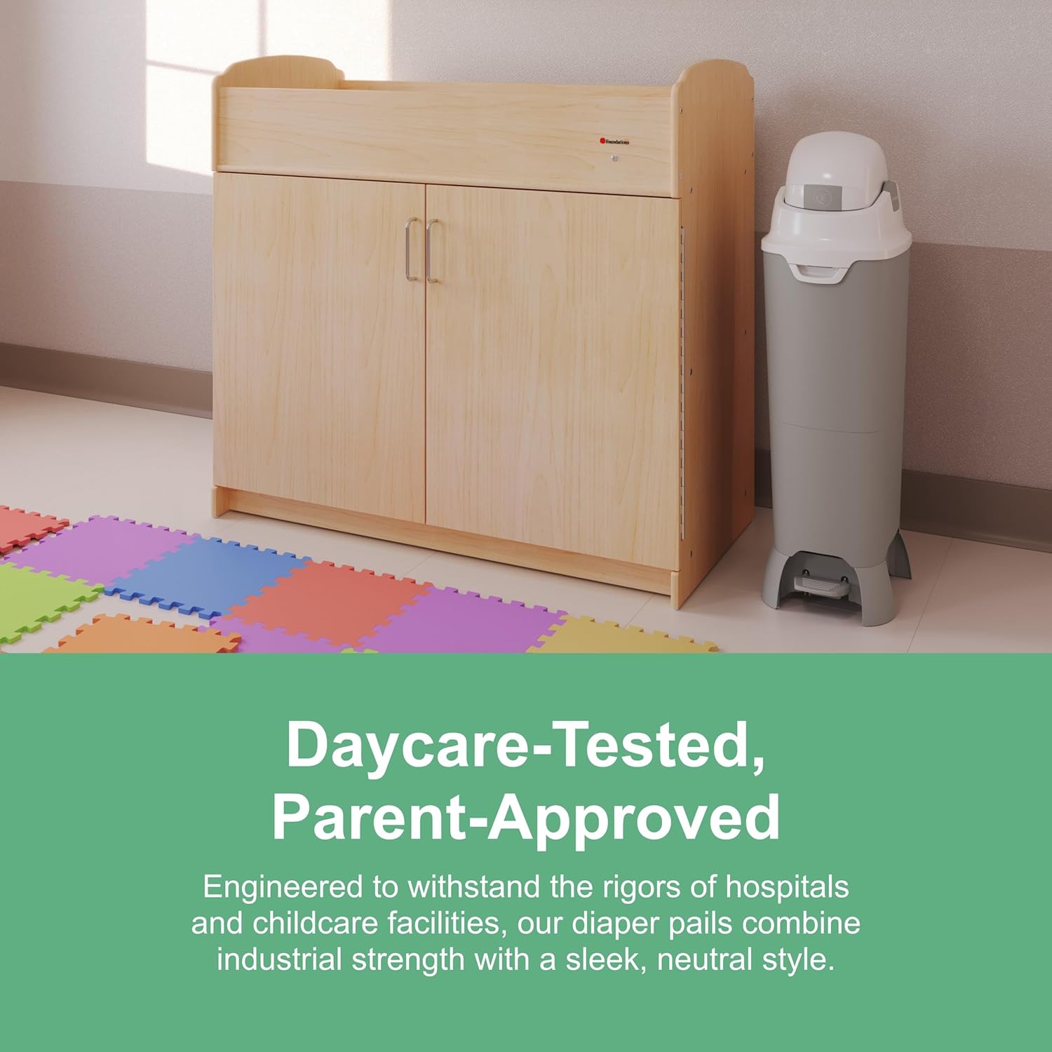 Foundations Hands Free Tall Diaper Pail with Airtight Lid - Durable & Odorless Diaper Disposal